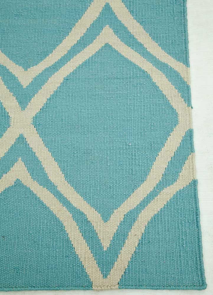 indusbar blue wool Flat Weaves Rug - Corner indusbar blue wool Flat Weaves Rug - Corner