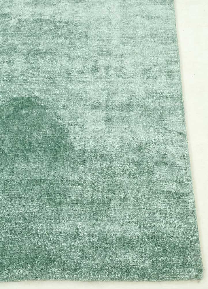 oxford green viscose Hand Loom Rug - Corner