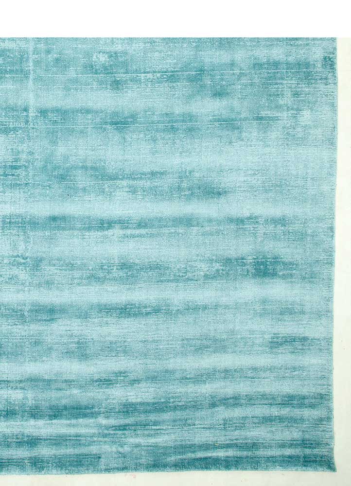 basis blue viscose Hand Loom Rug - Corner