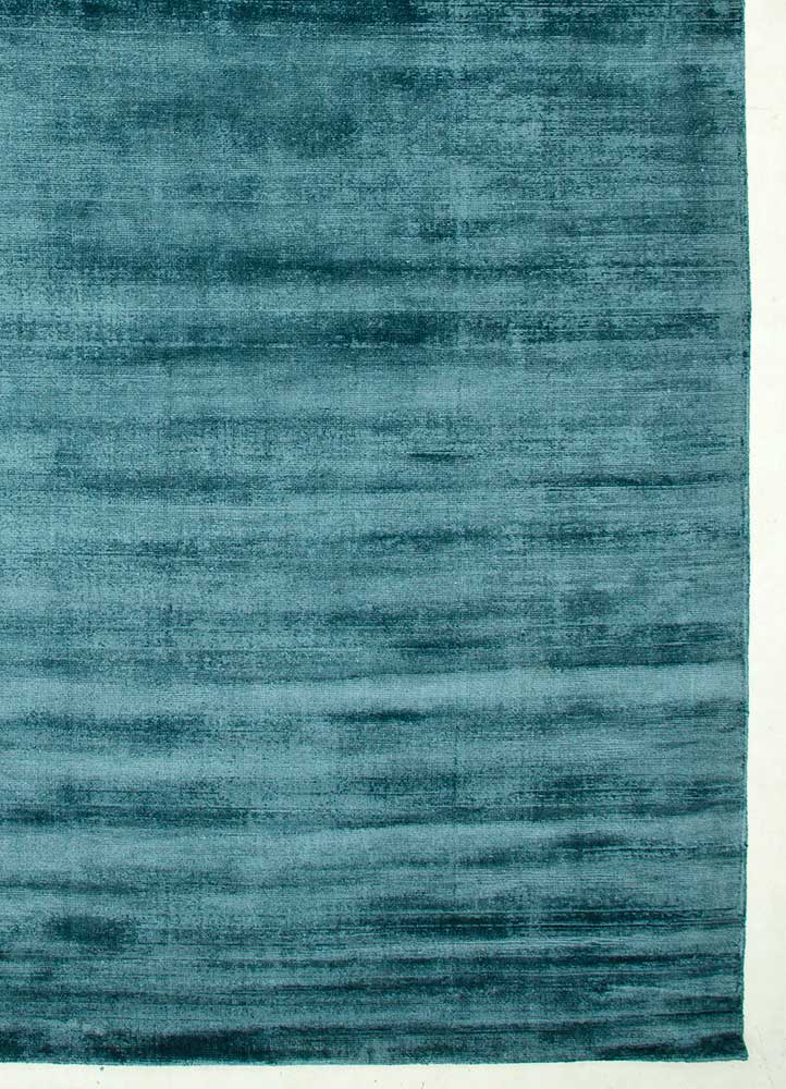 basis blue viscose Hand Loom Rug - Corner