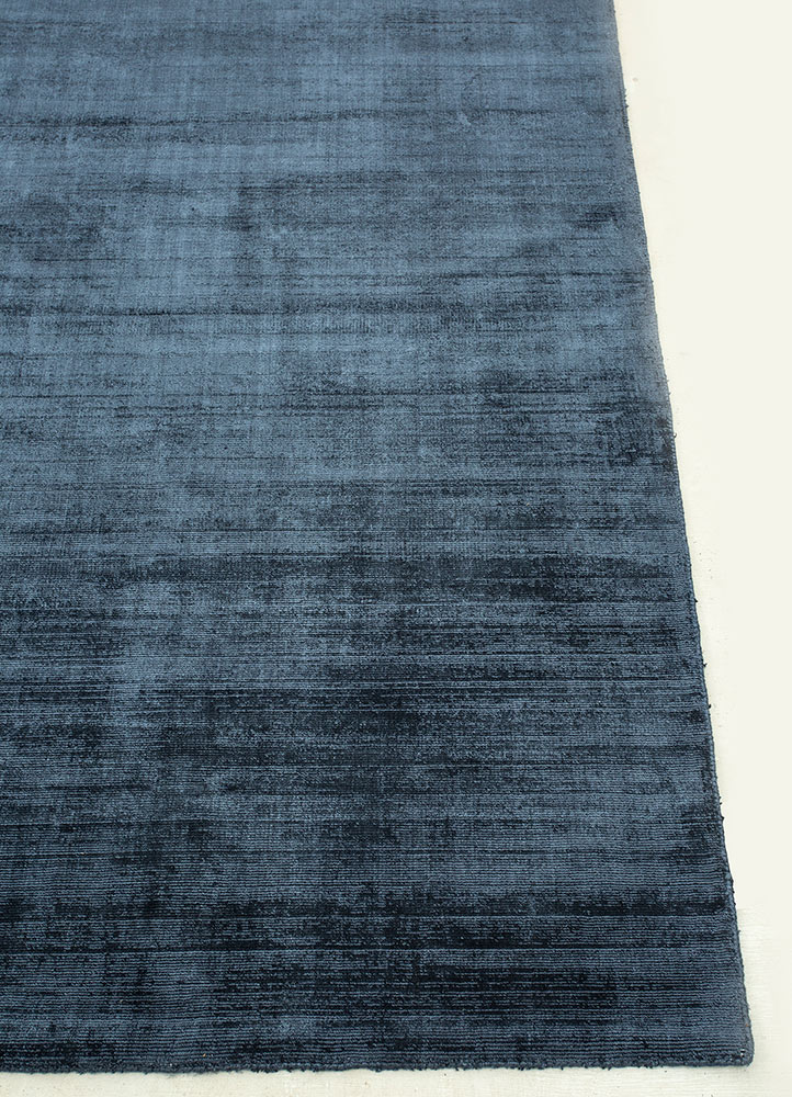 basis blue viscose Hand Loom Rug - Corner