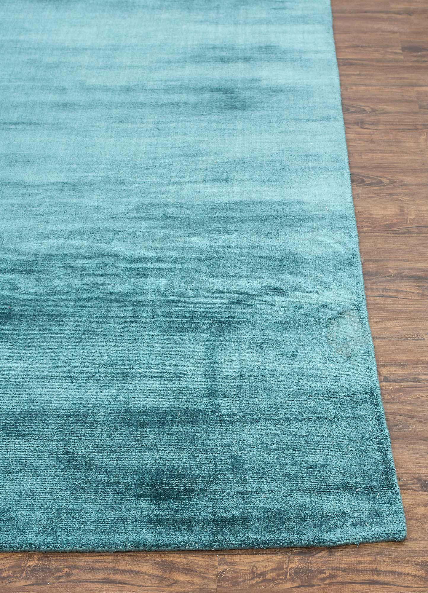 basis blue viscose Hand Loom Rug - Corner