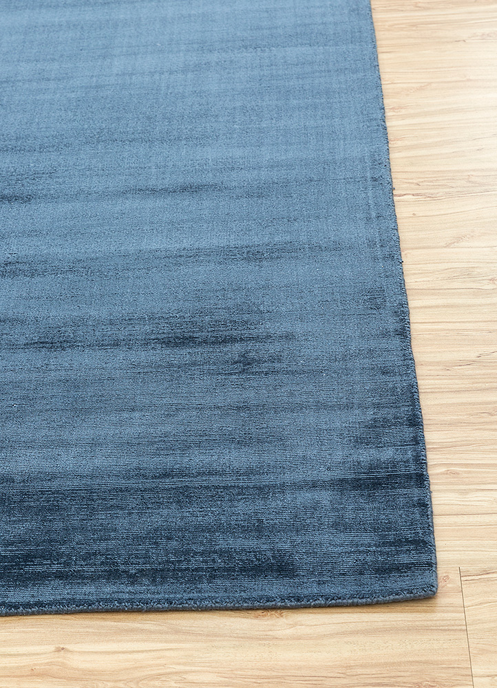 basis blue viscose Hand Loom Rug - Corner