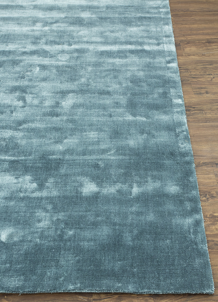 basis blue viscose Hand Loom Rug - Corner