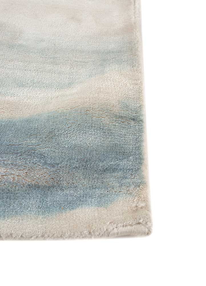 basis blue wool and viscose Hand Loom Rug - Corner
