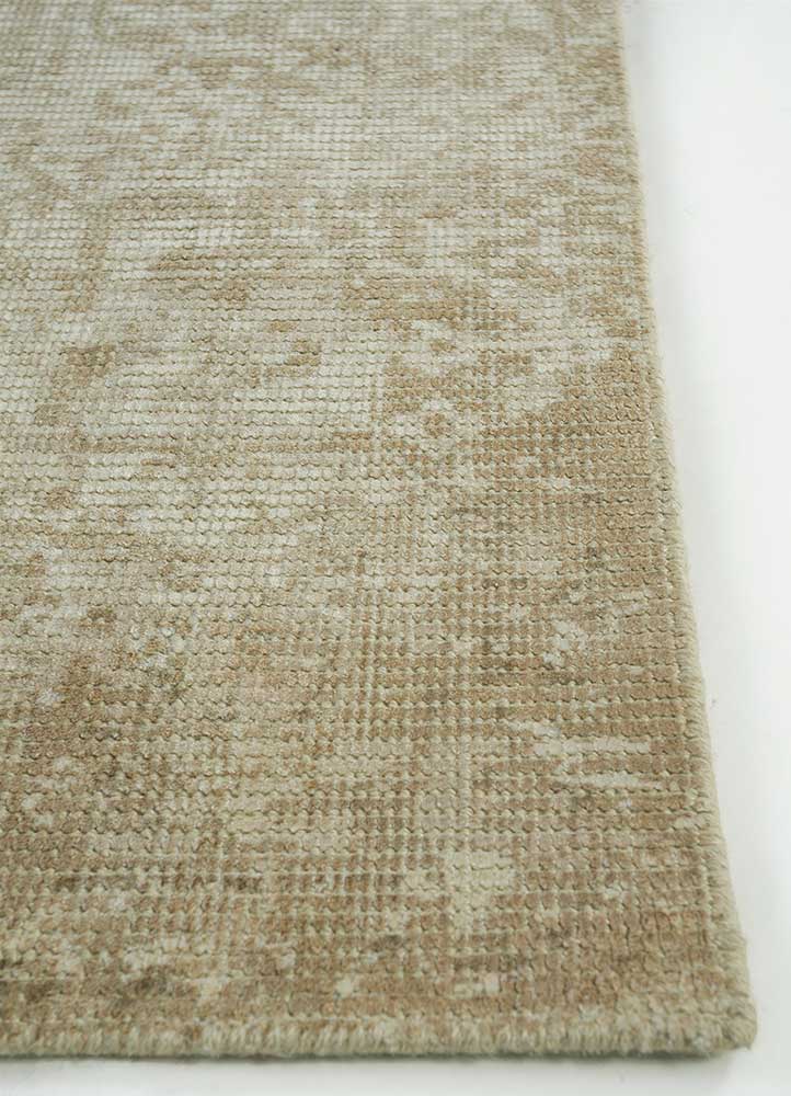 acar beige and brown wool and viscose Hand Loom Rug - Corner