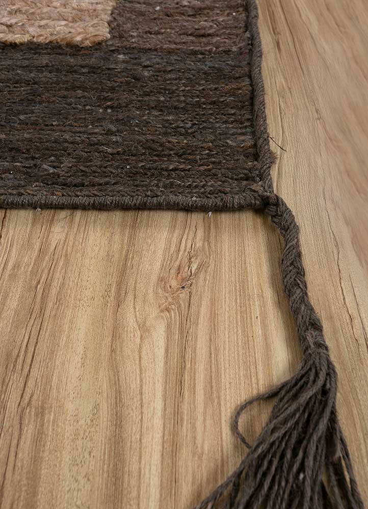 brahmaand beige and brown jute and hemp Hand Knotted Rug - Corner