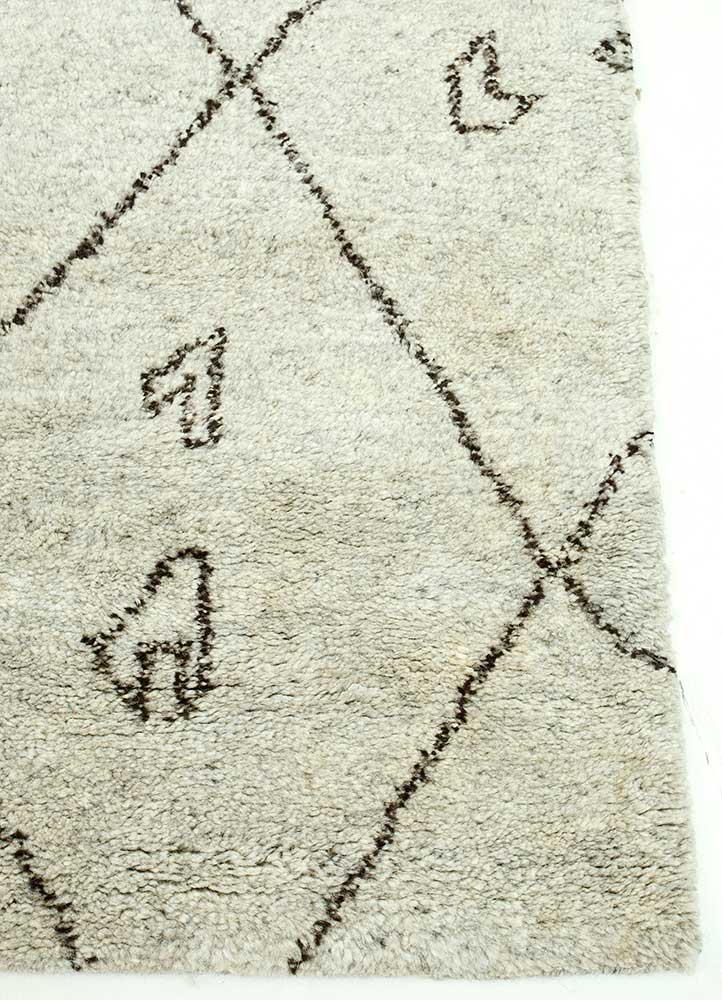 zuri beige and brown wool Hand Knotted Rug - Corner