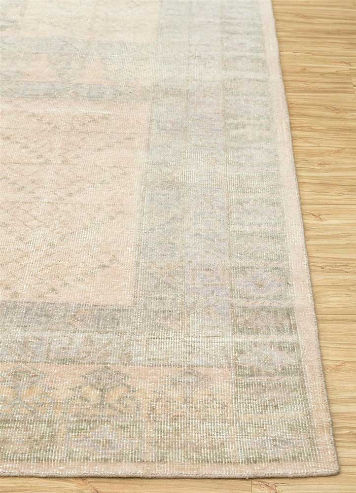 erbe beige and brown wool Hand Knotted Rug - Corner