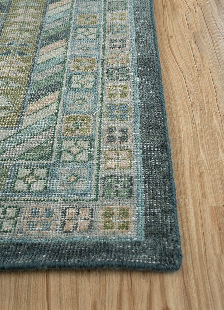 erbe green wool Hand Knotted Rug - Corner erbe green wool Hand Knotted Rug - Corner
