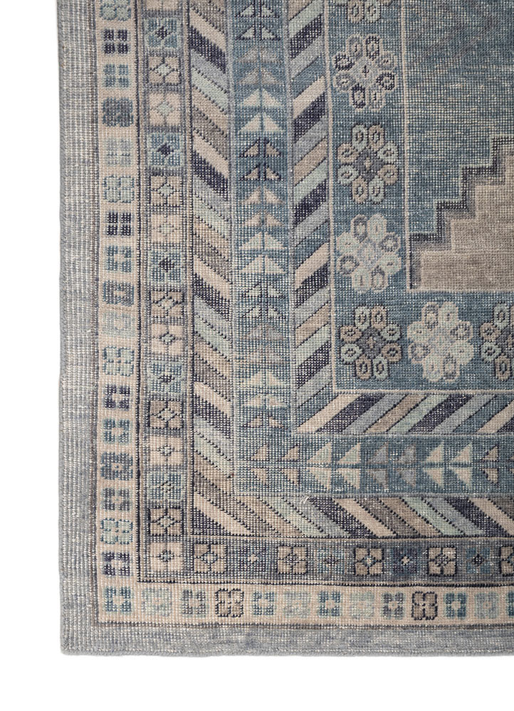 erbe blue wool Hand Knotted Rug - Corner erbe blue wool Hand Knotted Rug - Corner