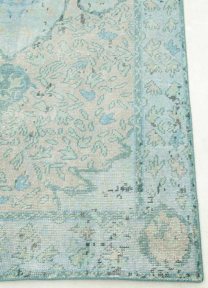 erbe blue wool Hand Knotted Rug - Corner