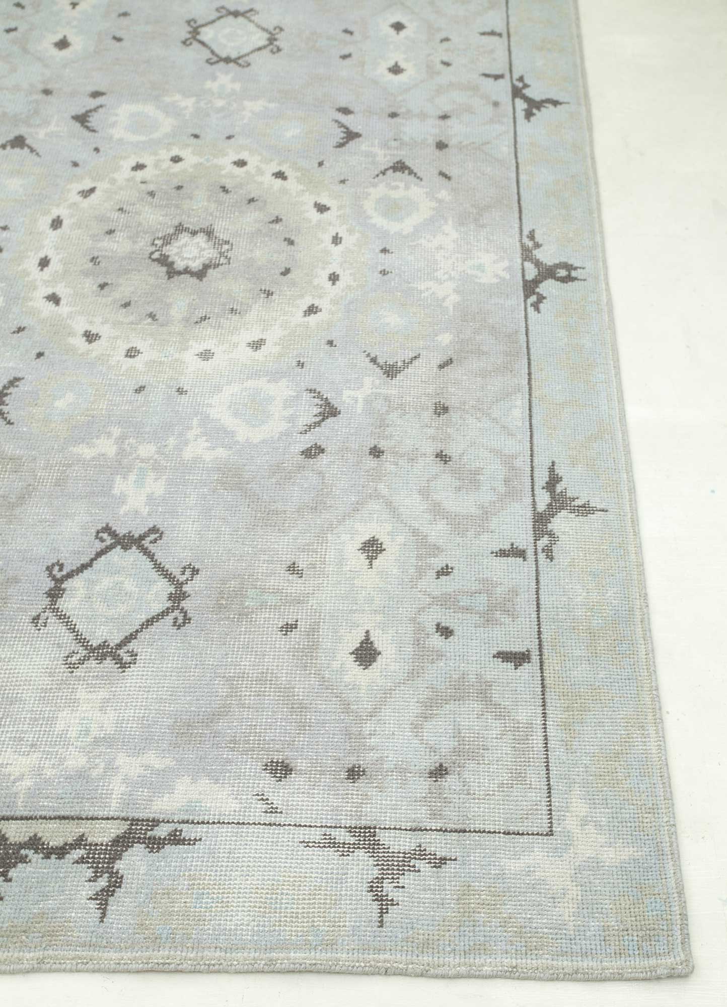 erbe grey and black wool Hand Knotted Rug - Corner