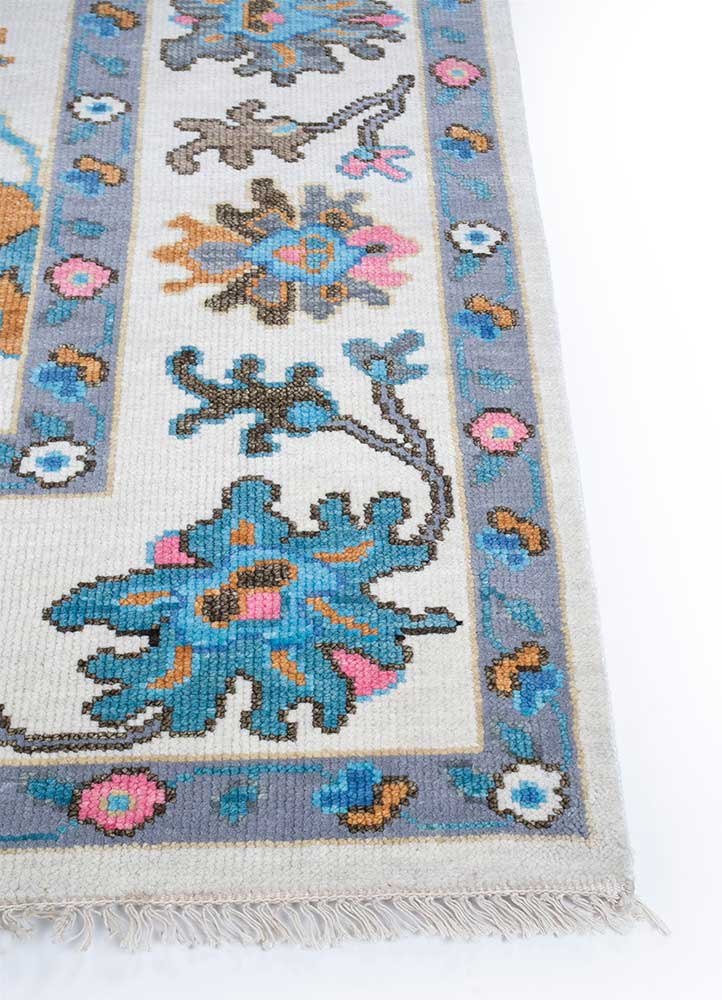 cyanna ivory wool Hand Knotted Rug - Corner