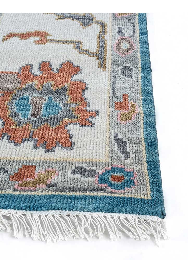 cyanna blue wool Hand Knotted Rug - Corner cyanna blue wool Hand Knotted Rug - Corner