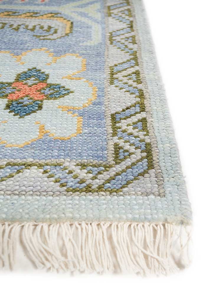 cyanna blue wool Hand Knotted Rug - Corner