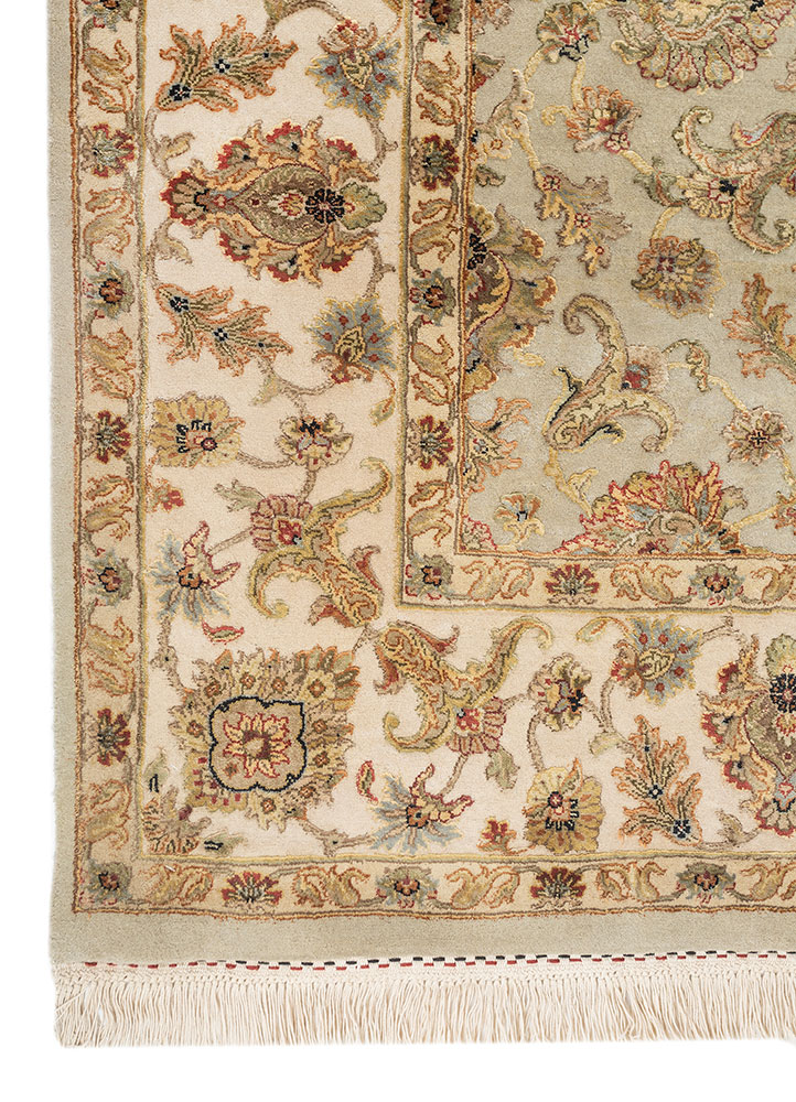 aurora blue wool and silk Hand Knotted Rug - Corner