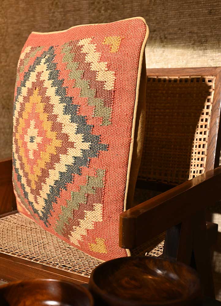 cushion blue wool Cushion Cover Rug - Corner