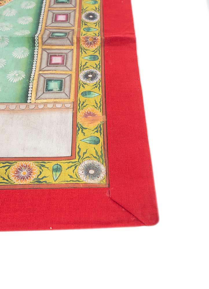 pichwai art green cotton ART WORK Rug - Corner