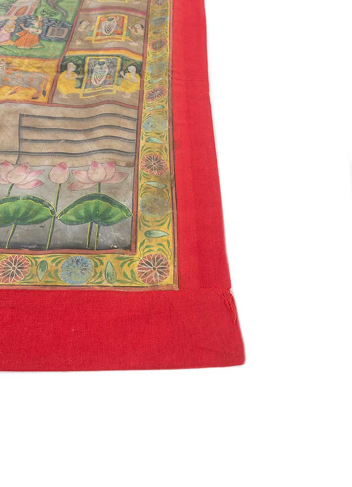 pichwai art green cotton ART WORK Rug - Corner