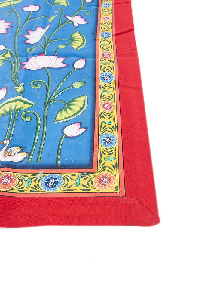 pichwai art blue cotton ART WORK Rug - Corner