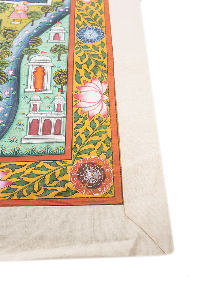 pichwai art green cotton cloth ART WORK Rug - Corner pichwai art green cotton cloth ART WORK Rug - Corner