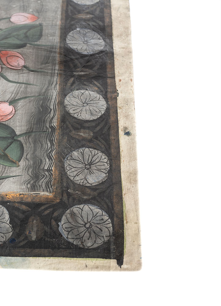 pichwai art grey and black cotton cloth ART WORK Rug - Corner