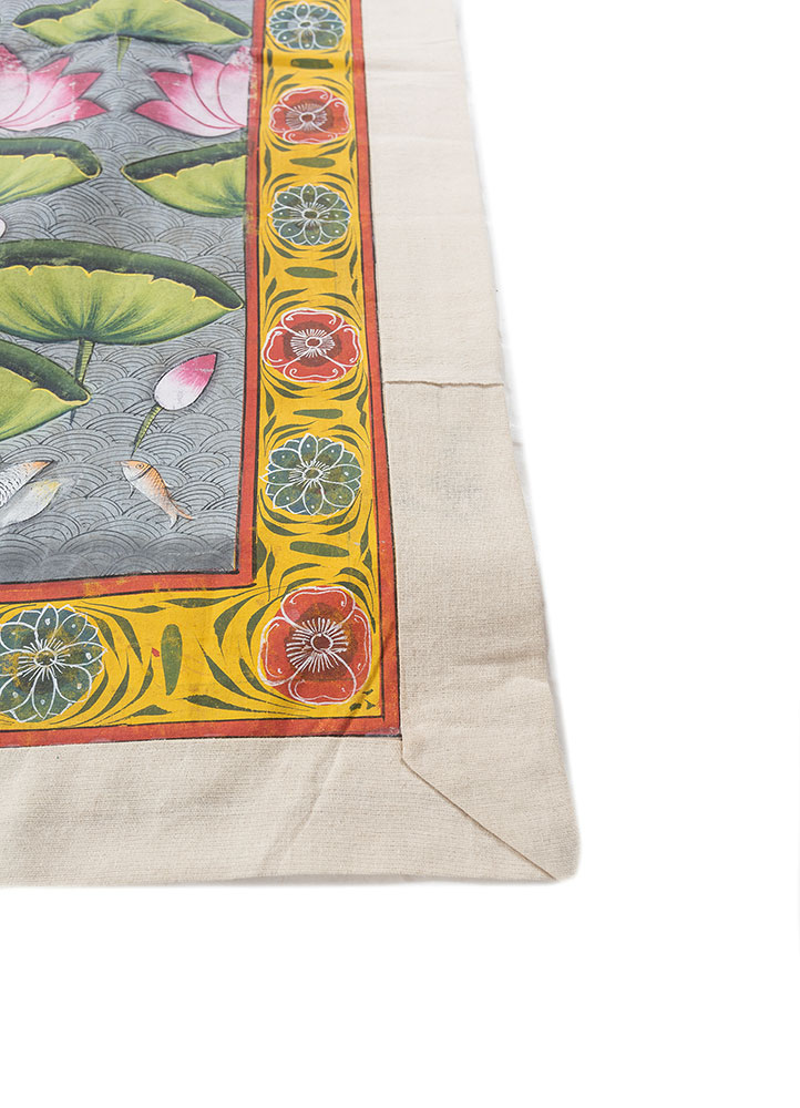 pichwai art green cotton cloth ART WORK Rug - Corner