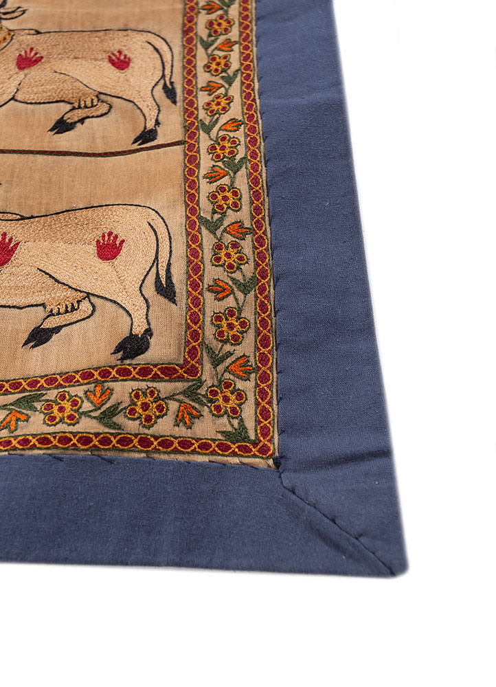 pichwai art pink and purple cotton cloth ART WORK Rug - Corner