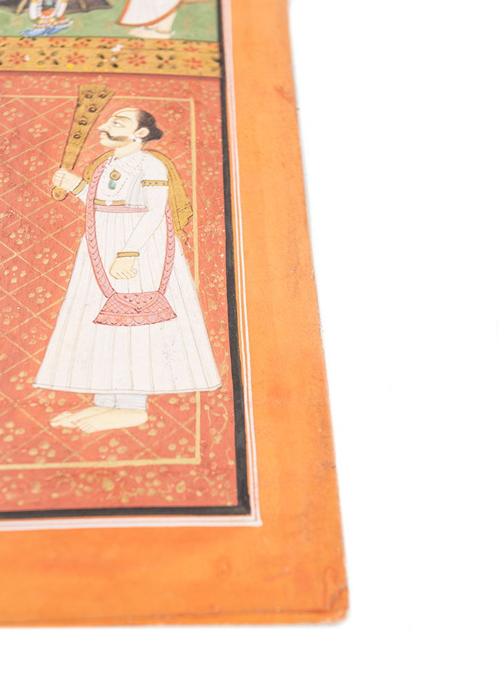 pichwai art red and orange cotton cloth ART WORK Rug - Corner