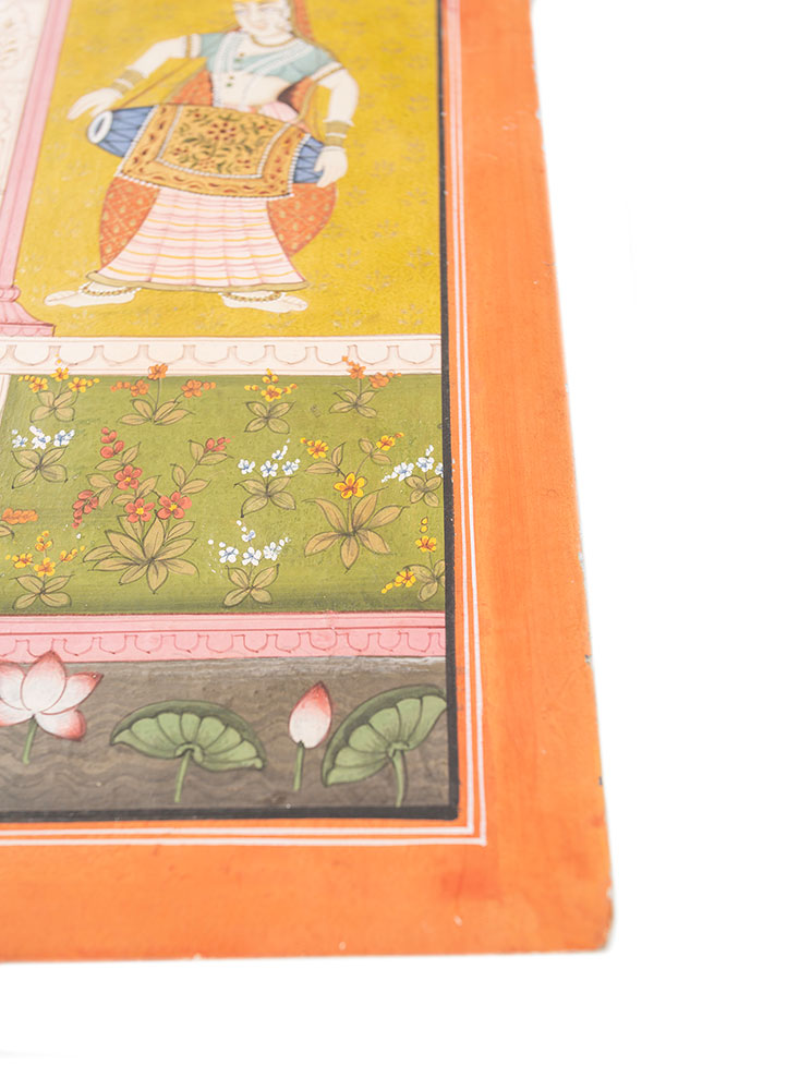 pichwai art red and orange cotton cloth ART WORK Rug - Corner
