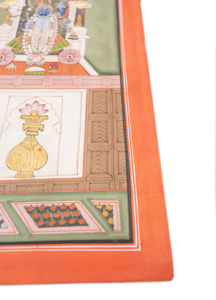 pichwai art green cotton cloth ART WORK Rug - Corner