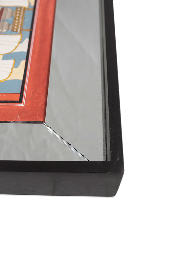 pichwai art red and orange cotton cloth ART WORK Rug - Corner