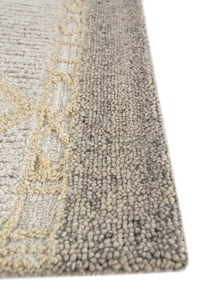 acar ivory wool Hand Tufted Rug - Corner