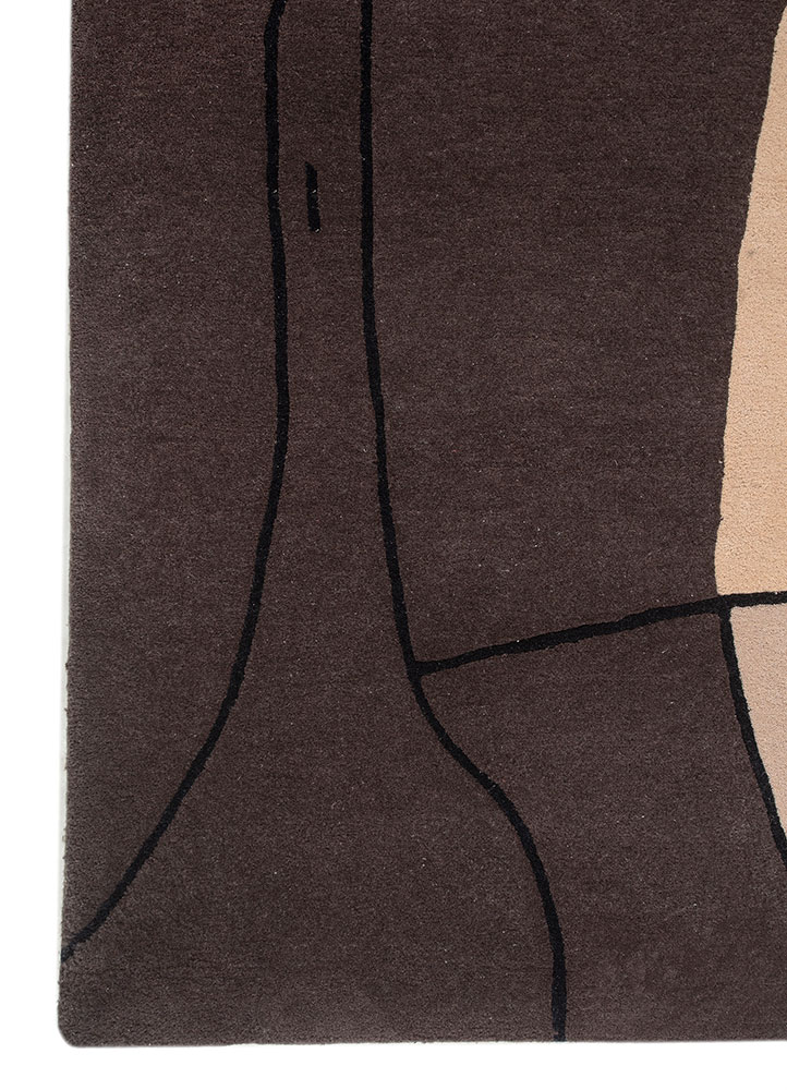 aprezo beige and brown wool Hand Tufted Rug - Corner