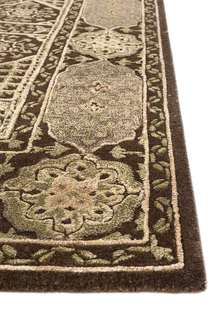 kasbah beige and brown wool and viscose Hand Tufted Rug - Corner