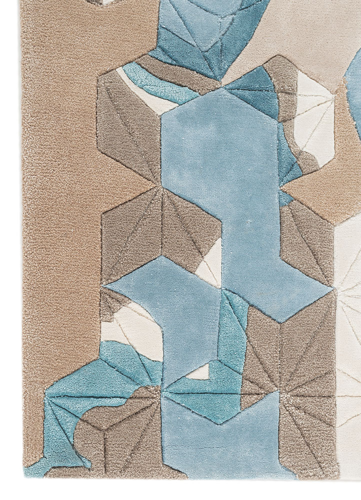 mythos ivory wool and viscose Hand Tufted Rug - Corner