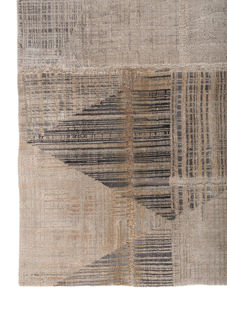 provenance grey and black wool and bamboo silk Hand Knotted Rug - Corner provenance grey and black wool and bamboo silk Hand Knotted Rug - Corner