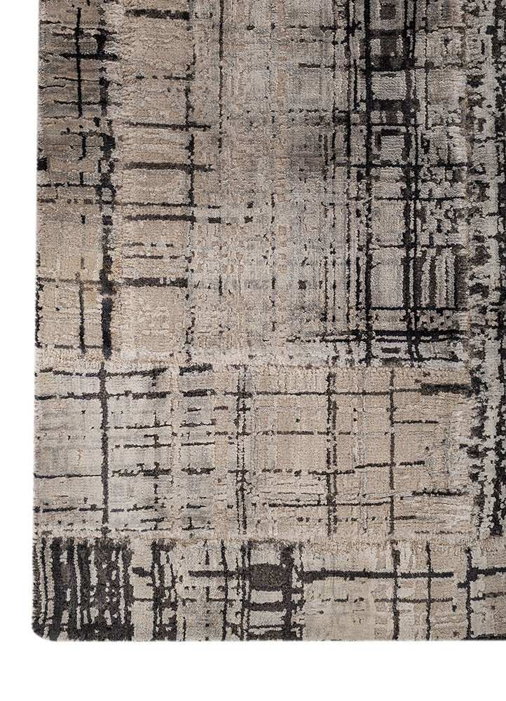 provenance grey and black wool and bamboo silk Hand Knotted Rug - Corner provenance grey and black wool and bamboo silk Hand Knotted Rug - Corner