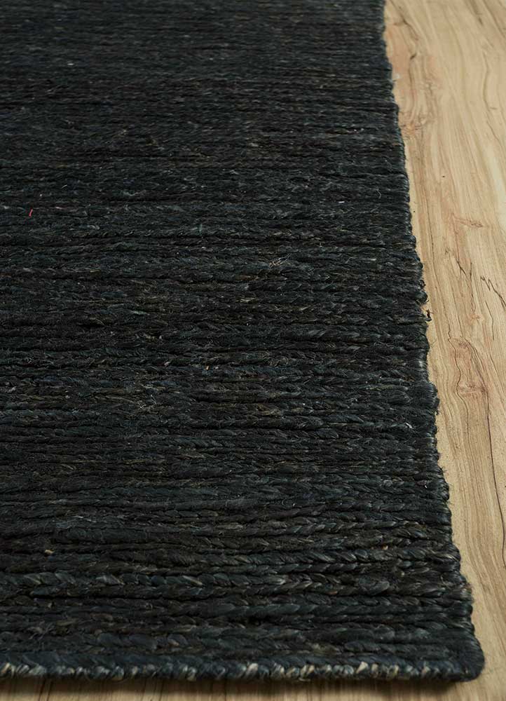 hula grey and black jute and hemp Hand Knotted Rug - Corner