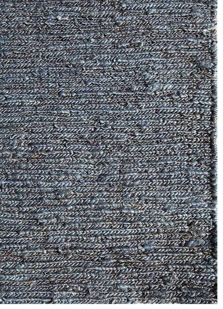 hula blue jute and hemp Hand Knotted Rug - Corner