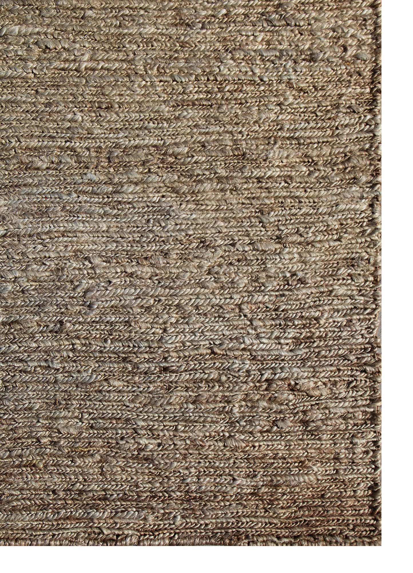 hula grey and black jute and hemp Hand Knotted Rug - Corner