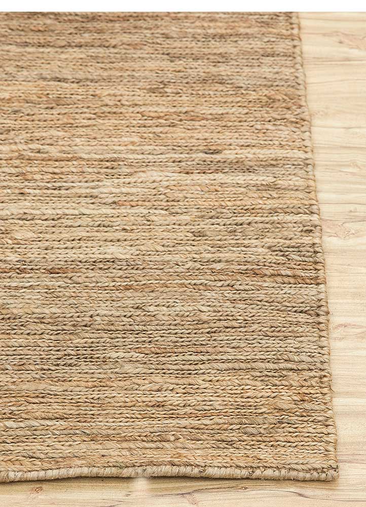 hula beige and brown jute and hemp Hand Knotted Rug - Corner