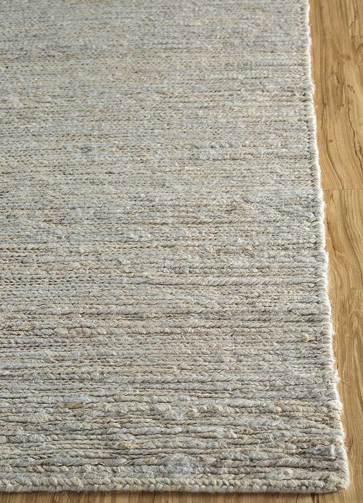 hula grey and black jute and hemp Hand Knotted Rug - Corner