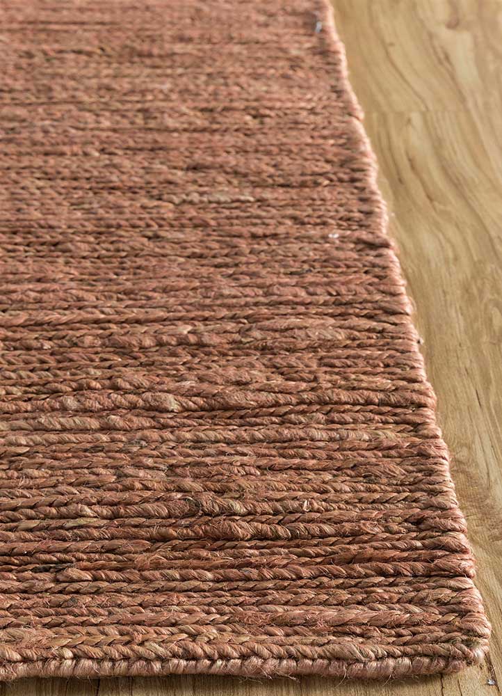 hula red and orange jute and hemp Hand Knotted Rug - Corner