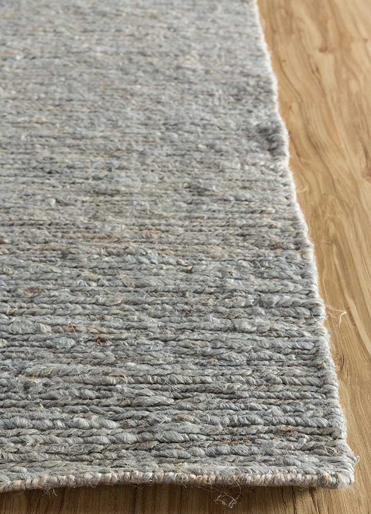 hula blue jute and hemp Hand Knotted Rug - Corner