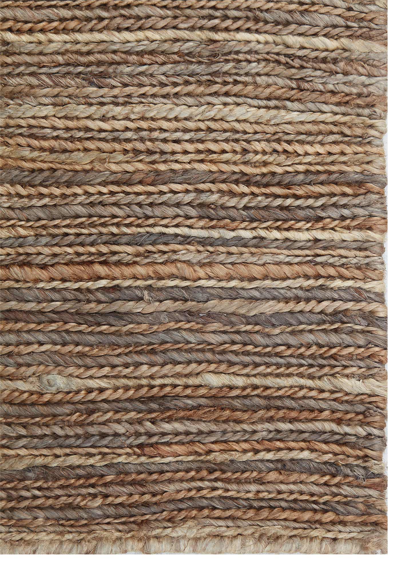 hula beige and brown jute and hemp Hand Knotted Rug - Corner