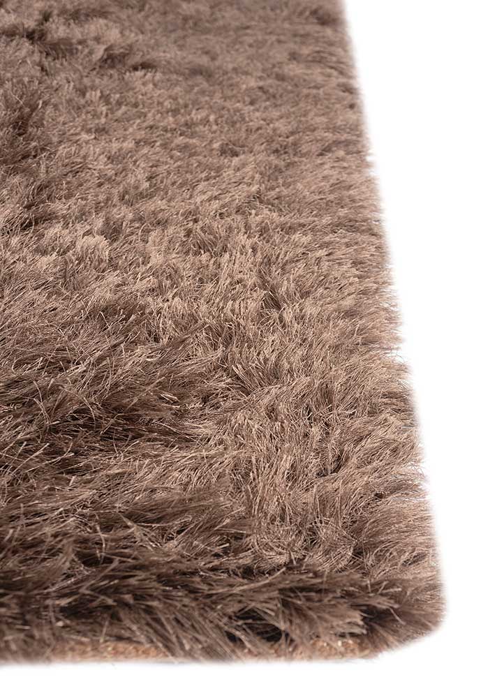 oxford beige and brown polyester Shag Rug - Corner