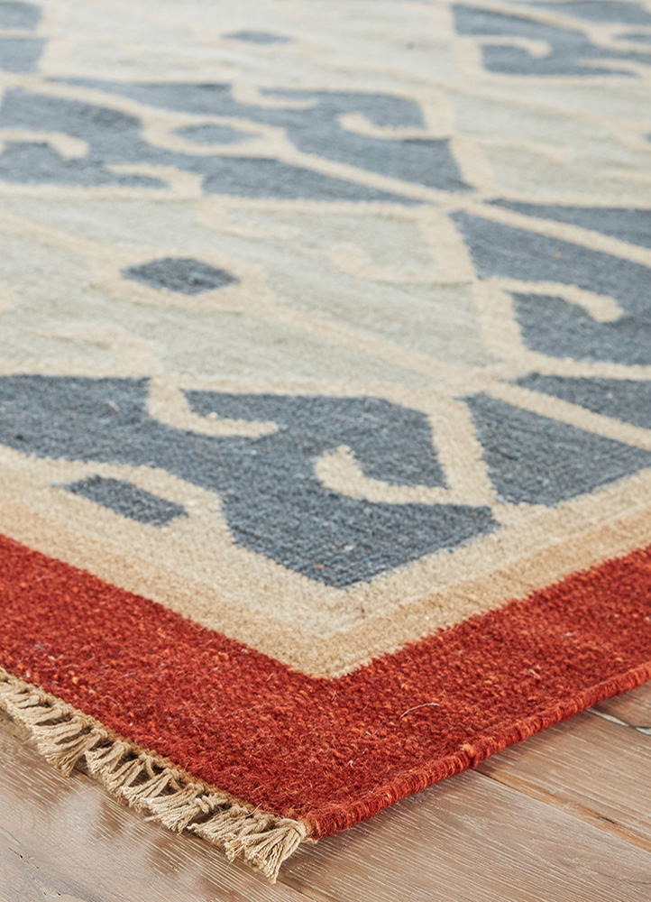 bedouin blue wool Flat Weaves Rug - Corner