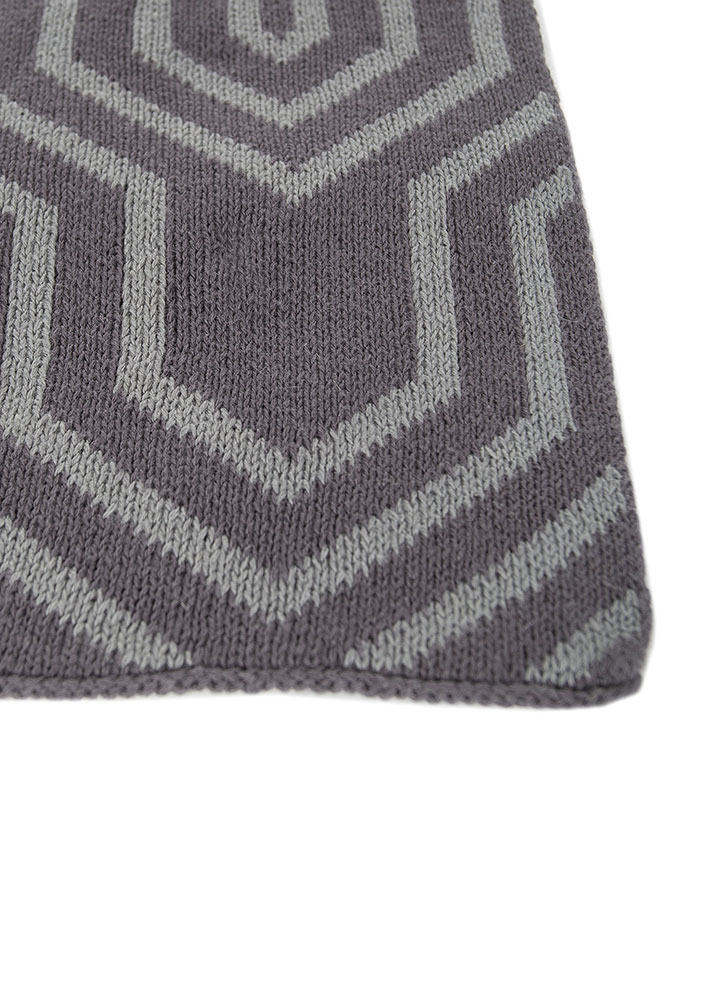 throws blue polyester Hand Woven Rug - Corner